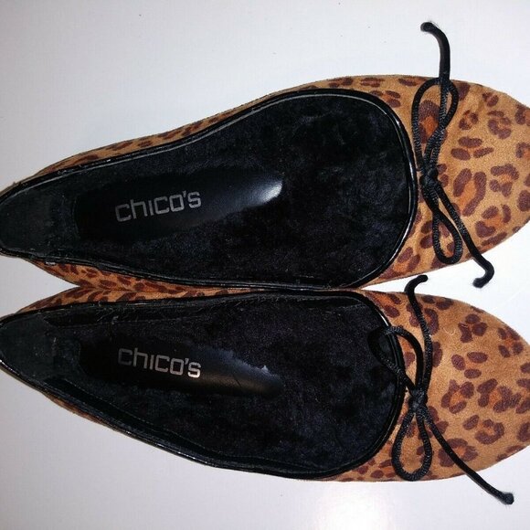 Chico's ballet flats Leopard print faux fur lined size 6 animal print soft - Picture 7 of 10